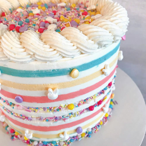 colorful cake with rainbow sprinkles